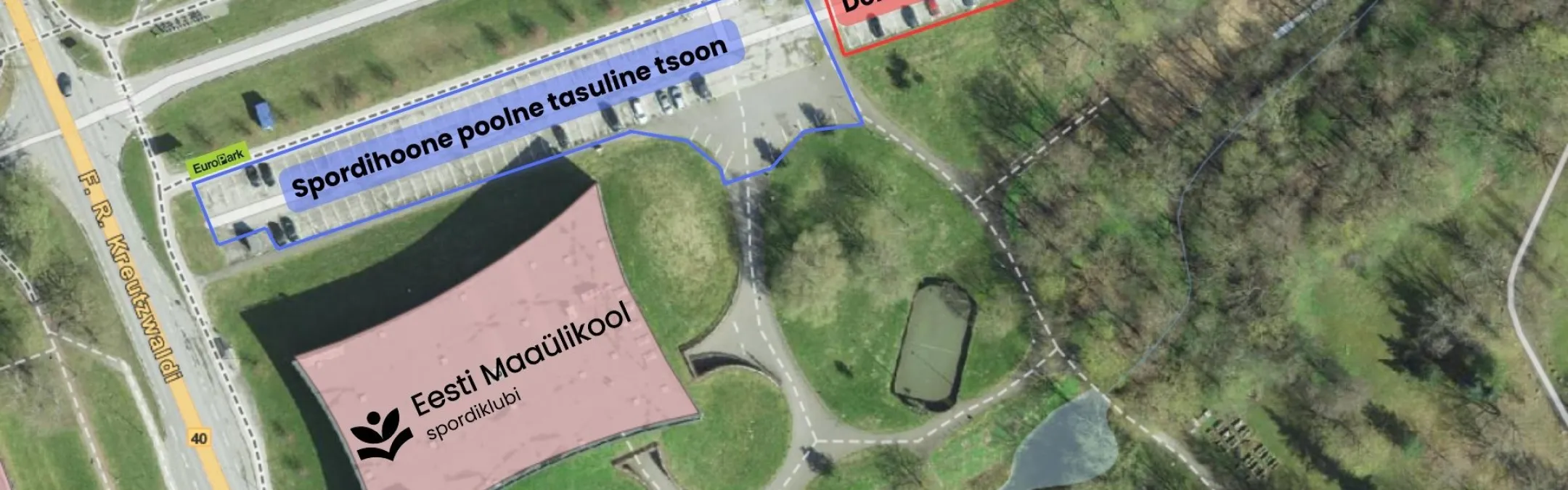 Eesti Maaülikooli spordihoone parkimistsoonide joonis