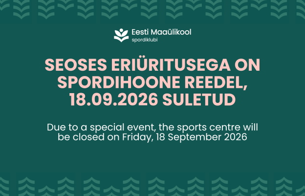 Spordihoone on 18.09 suletud 