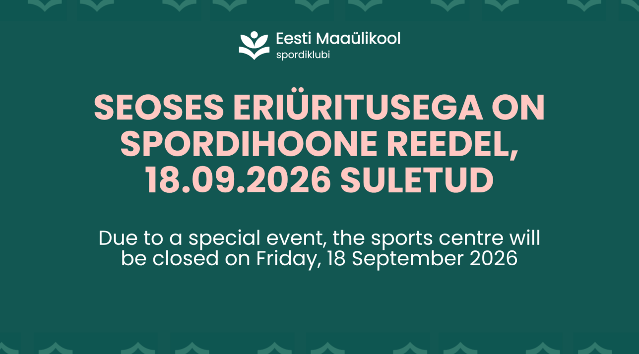 Spordihoone on 18.09 suletud 