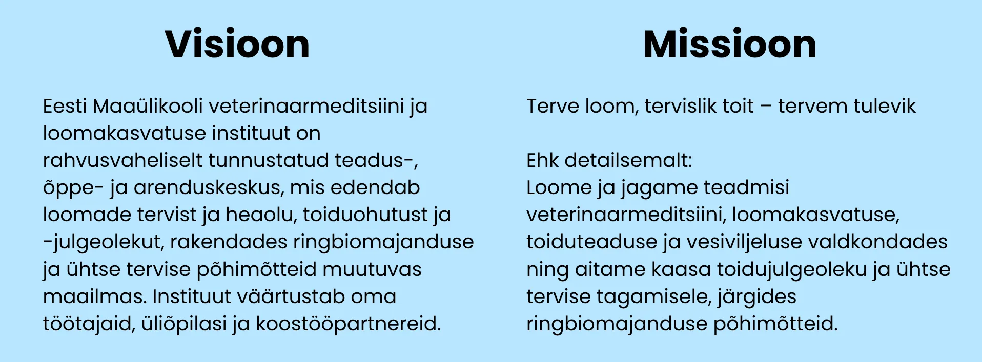 VLI arengukava missioon ja visioon