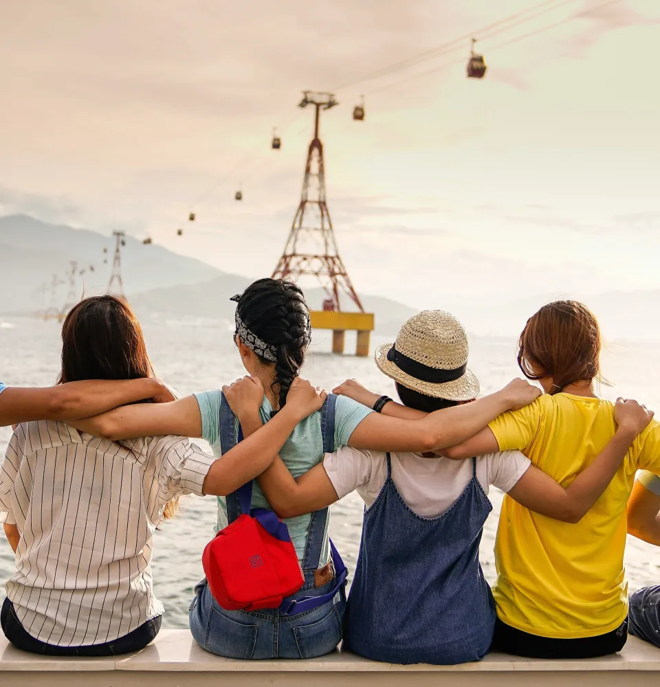 Students holding shoulders