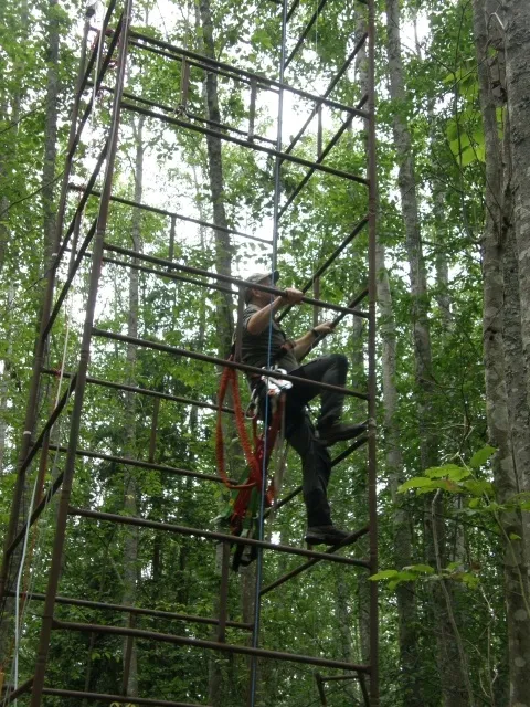 Steffen on the way to the top of tower