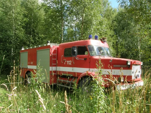 Fire engine to water soil in the forest