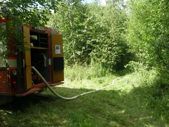 Fire engine to water soil in the forest